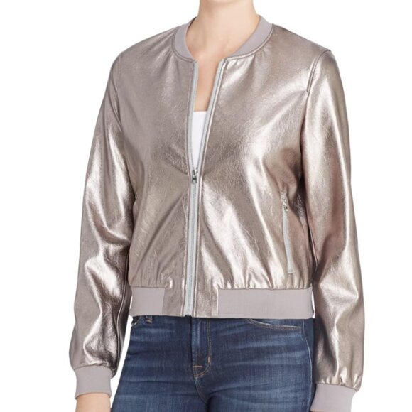 CATHERINE Catherine Malandrino Jimmie Metallic Bomber Jacket - Picture 4 of 4
